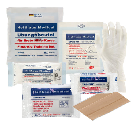 Holthaus Medical Erste-Hilfe-Übungsbeutel nach DGUV inkl. Handschuhe | 8-teilig